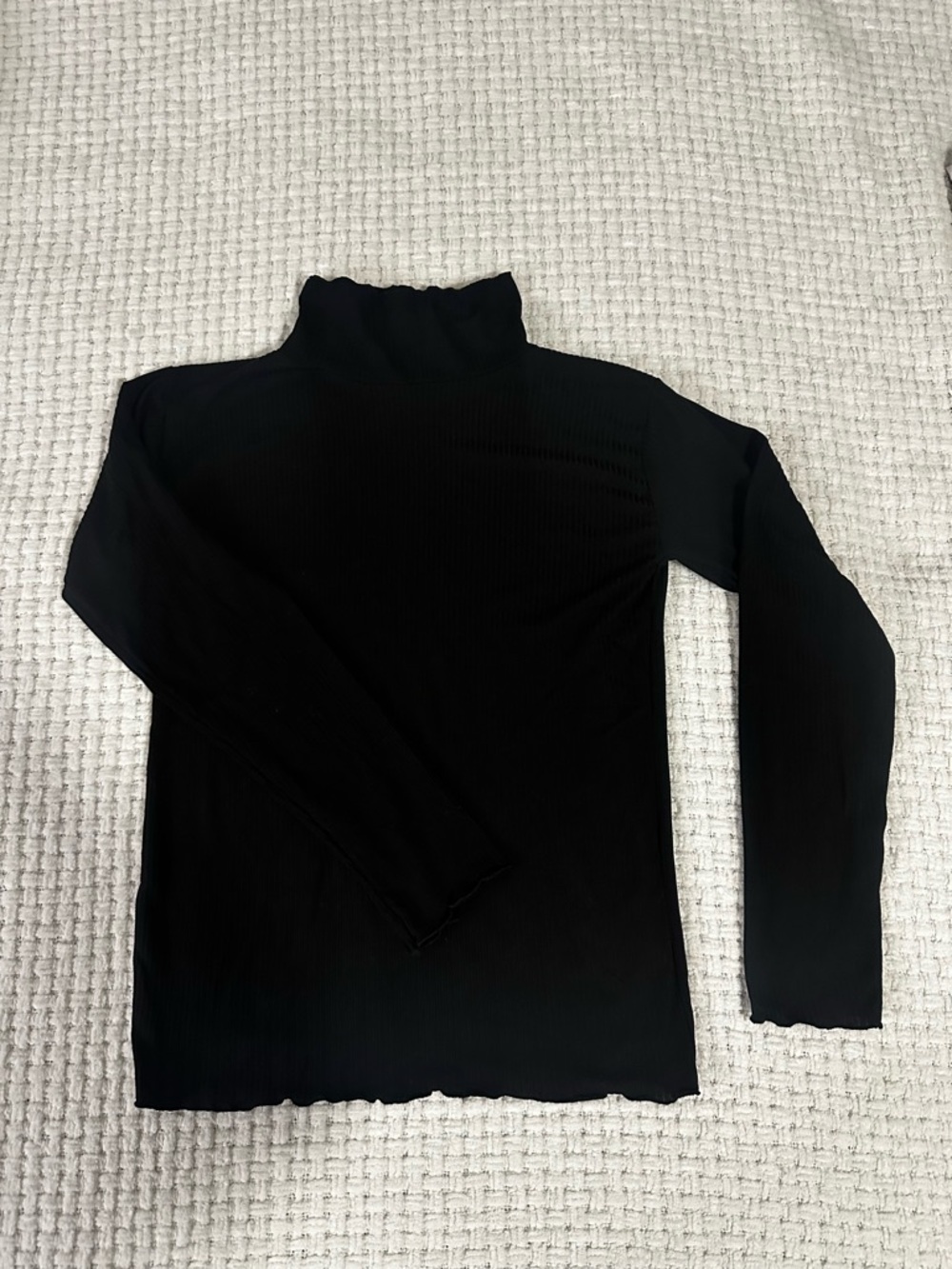 Black Ribbed Turtleneck Long Sleeve Top
